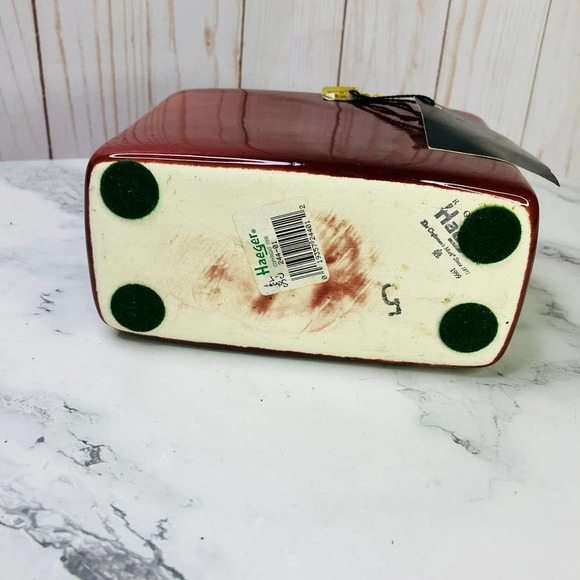 Vintage Royal Haeger 244-01 Red Bordeaux Vase Rectangle 1999 Original Sticker - Picture 6 of 10